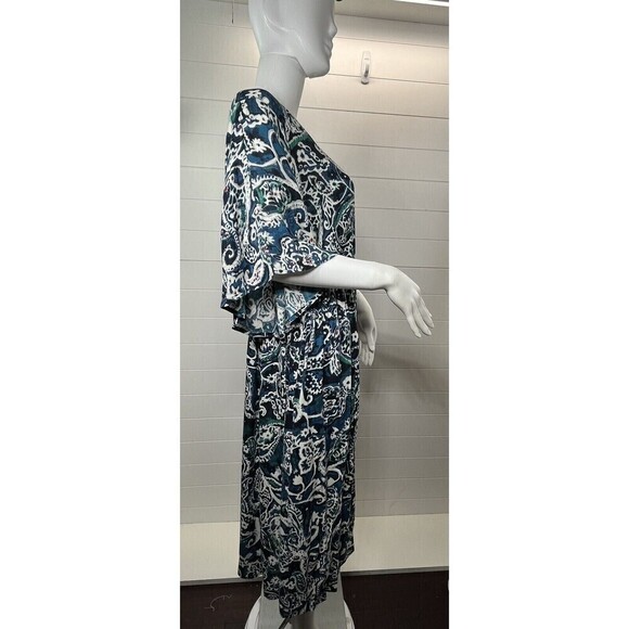 National Paisley Print Patio Lounge Midi A Line Dress MuMu Med Rayon Comfy Cozy - Picture 8 of 11
